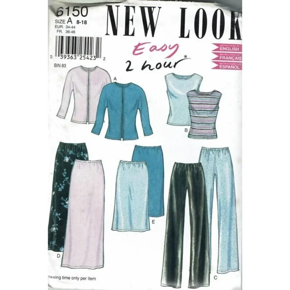 New Look Sewing Pattern 6150 Sweater Top Skirt Pants Modest Size 8-18‎